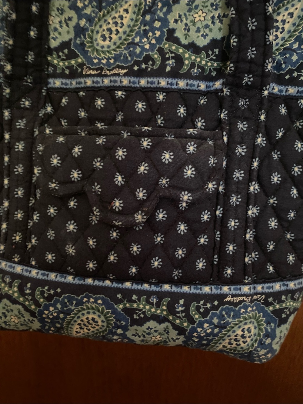 Vera Bradley Navy Paisley Quilted Tote - Picture 2 of 4